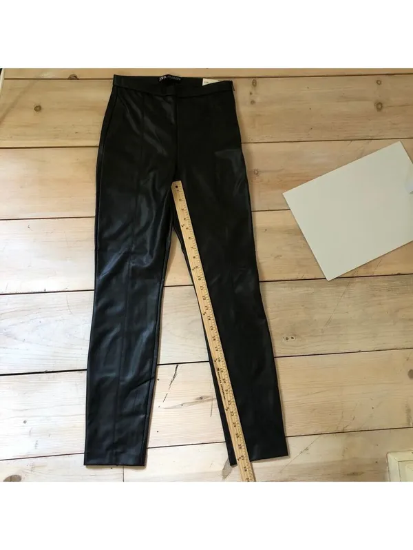 Zara NWT Women's Hi Rise Faux Leather Legging Size S - Image 10