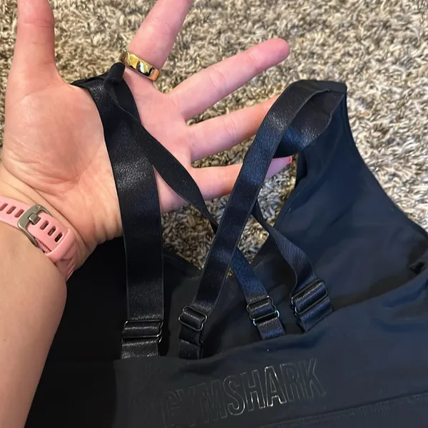 Gymshark Black Sports Bra Crossed Back Strap Small - Image 6