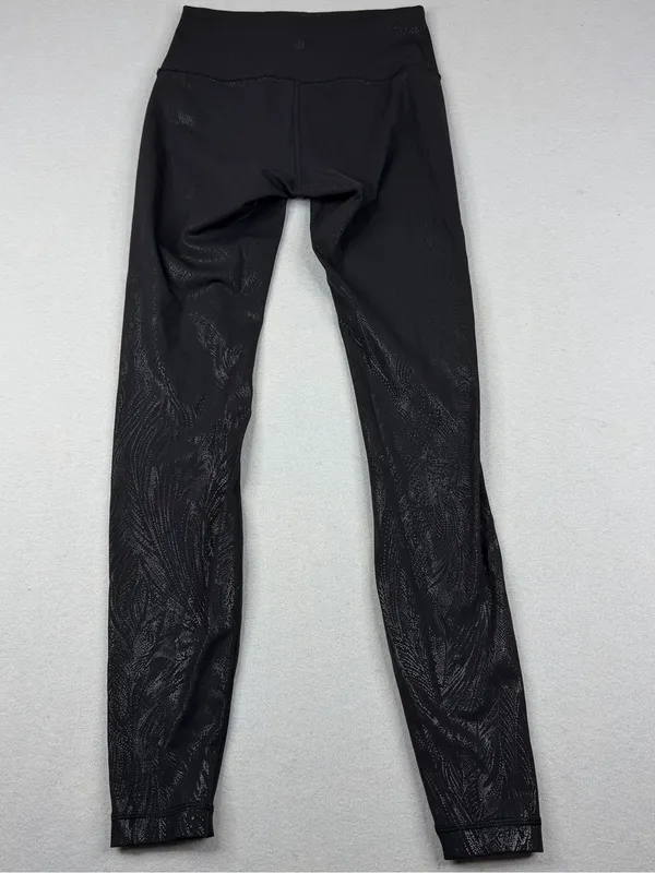 Lululemon Wunder Under High Rise 28 Logo Flourish Foil Leggings Black Size 4 - Image 3