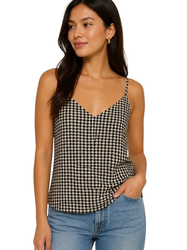 Banana Republic Elephant Print Cami Top Black Cream Size S - Image 2
