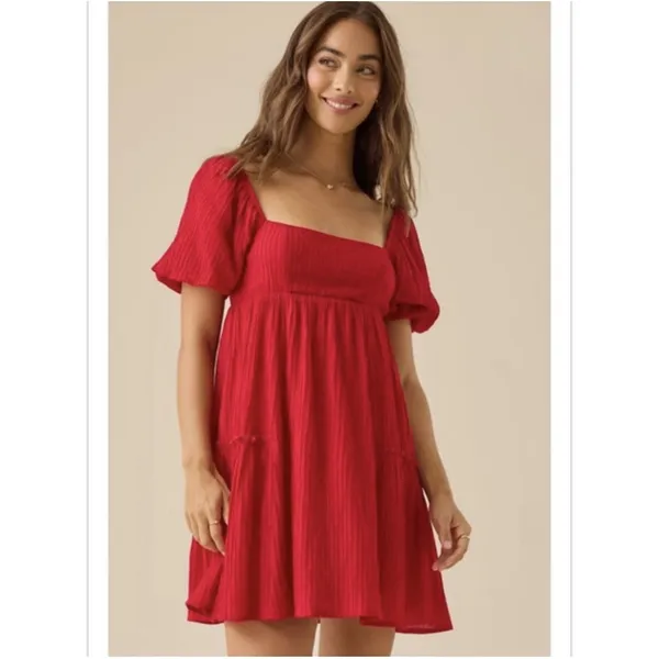 Altar'd State Marianne Mini Dress Red Women's XL New Ruffle Tiered Boho - Image 17
