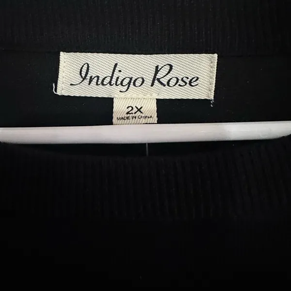 Indigo rose black sweater with velvet sequin sleeves 1X - Image 2