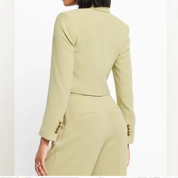 Khaki Express cropped blazer co-ord set (altered for petite height) - Image 4