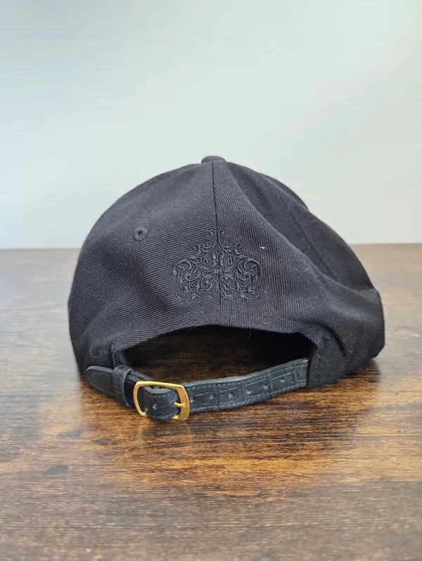 CAKE Black Leather Snapback Duck Bill Cap Sleek Glossy Streetwear Nightclub Wool - Image 4