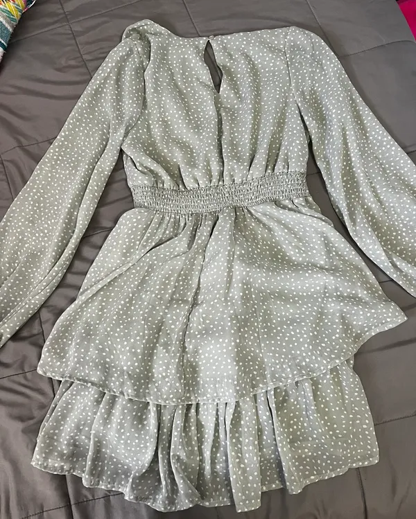 Light Green Dotted Dress Size M - Image 2