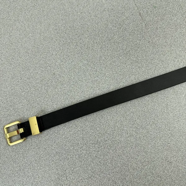 Nordstrom Belt Womens XL Black Trouser Fit Skinny Leather Gold Buckle Accessory - Image 3