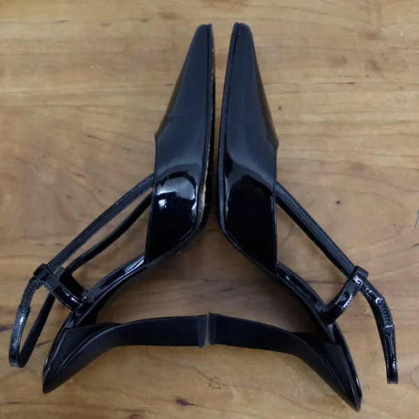 Emporio Armani Black Patent Leather Strappy Italian Made High Heels Size 37.5 - Image 5