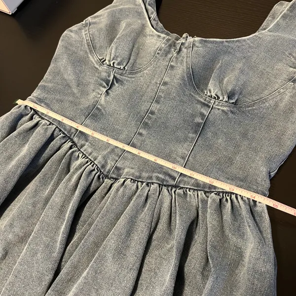 12th Tribe Denim Corset Mini Dress Blue Medium Wash XL NWT Country Western - Image 11