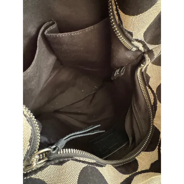 Vintage y2k Coach Signature Large C Carly Hobo Bag Black Grey Canvas Leather - Image 5