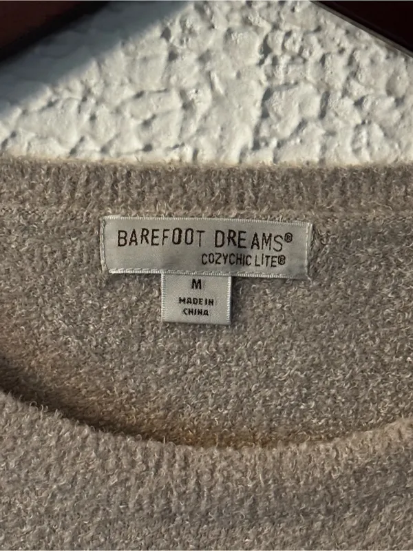 Barefoot Dreams Plush Crewneck Sweater in Taupe - Image 4
