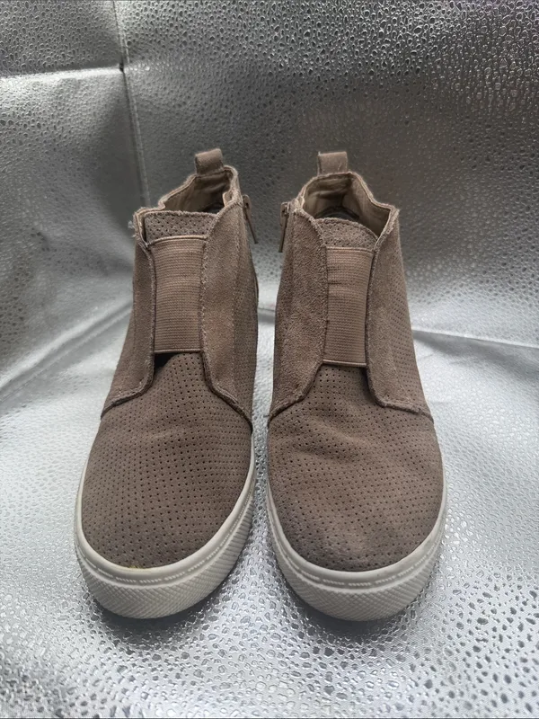 Steve Madden Women's Taupe Perforated Wedge Sneakers - Image 3