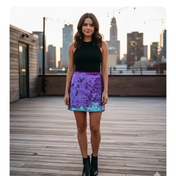 Wild Fable Purple Sequin Skirt size Small - Image 7