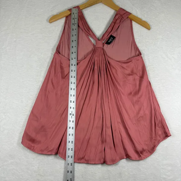 VICI Womens Medium Mauve Pink Pleated Twisted Back Sleeveless Satin Blouse Top‎ - Image 4