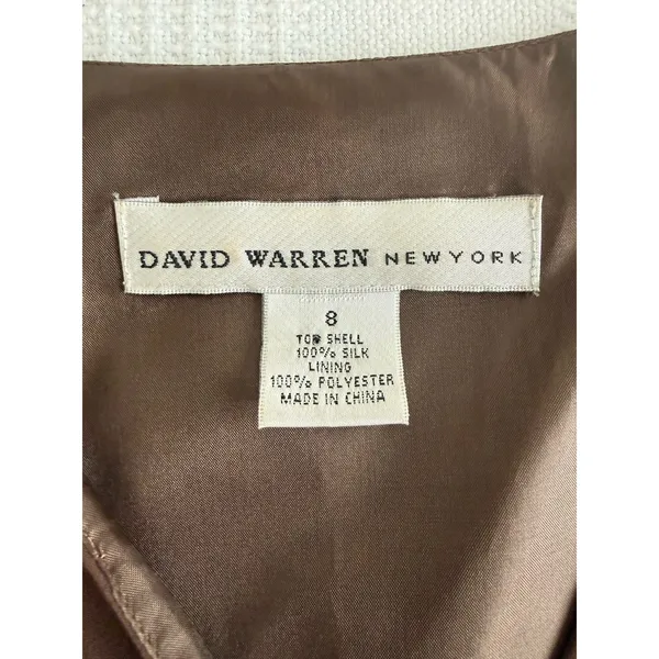 David Warren Silk Floral Midi Dress Brown Y2K 90s Empire Waist Cap Sleeve‎ 8 EUC - Image 8