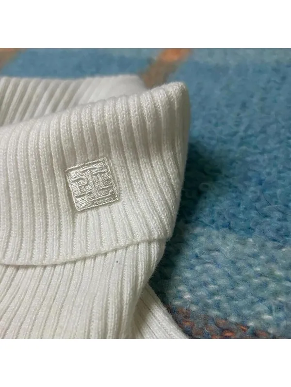Lauren Ralph Lauren Women's White Turtleneck Sweater Ribbed Long Sleeve Cottom - Image 3