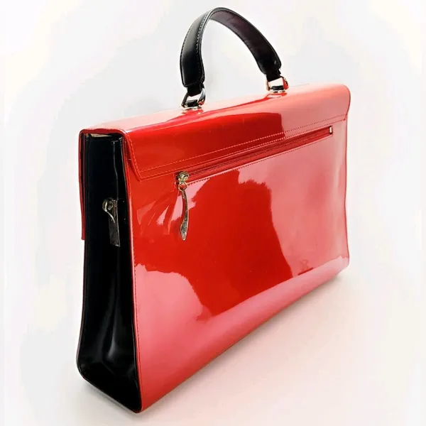 Beijo Business Class Red Patent Leather Large Top Handle Bag/Purse/Tote Rare - Image 3