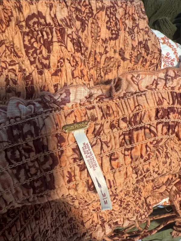 Free People Rust Floral Smocked Mini Dress - Image 7