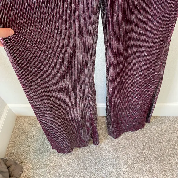 Lulu’s Glitter Girl Shiny Purple One Shoulder Jumpsuit Size M - Image 6