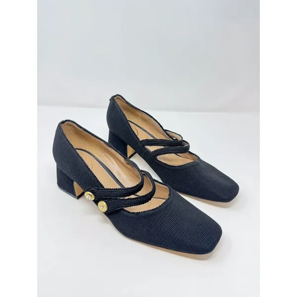 Sam Edelman Tahira Womens Sandals Black Mary Jane Pump Square Toe Heels US 9.5 - Image 2