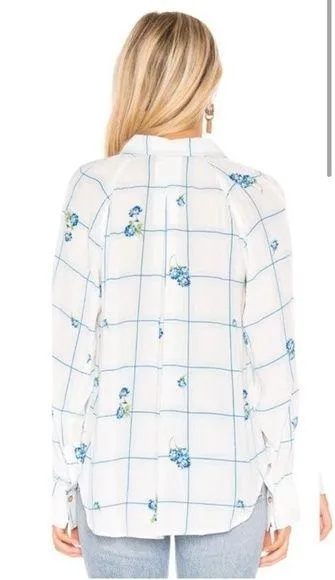 NWT Free People Window To My Soul Blue Floral Button Up XS - Image 2