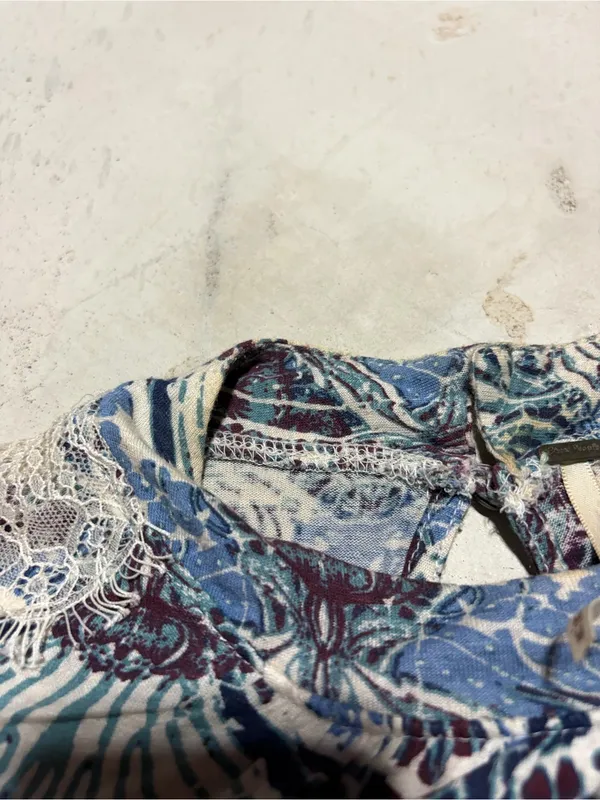 Free people Blue pattern Printed Long Sleeve Top medium - Image 3