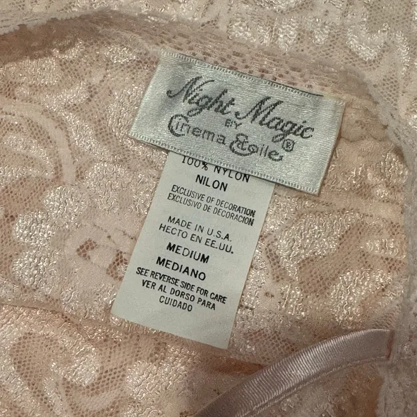 Vintage 90s Night Magic Cinema Etoile Pink Lace Cami Slip Top M - Image 5