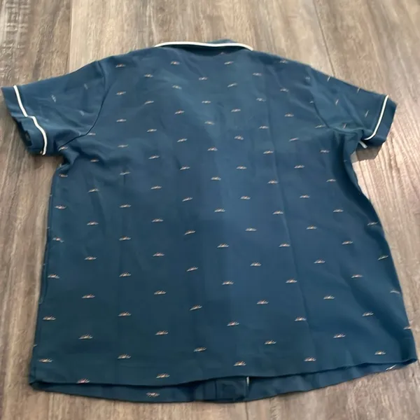 Faherty x Roller Rabbit Button Down Polo PJ Top Mini Wave Limited Edition Medium - Image 7