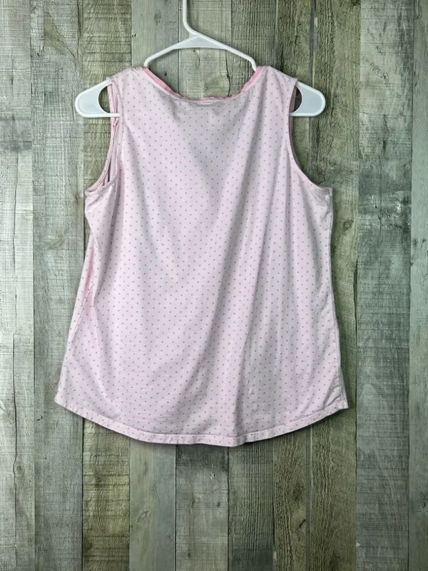 Pink K Pink Button Front Med. Sleeveless PJ Set Matching Pants Stretch Waistband - Image 3