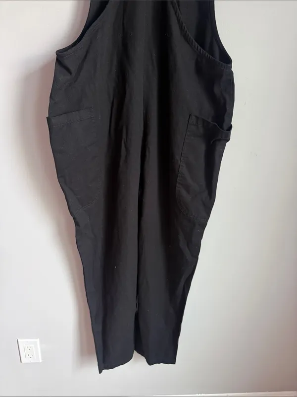 Lucy & Yak Original dungarees in black organic cotton canvas Overalls 8L - Image 9