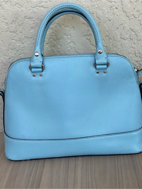 kate spade Baby Blue Leather Dome Satchel with Crossbody Strap - Image 4