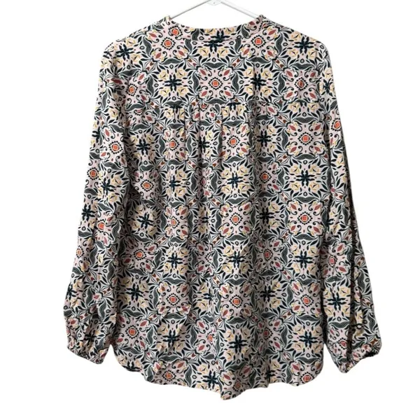LOFT Tunic Top Size Small Long Sleeve‎ Paisley Rayon V Neck Lightweight Colorful - Image 2