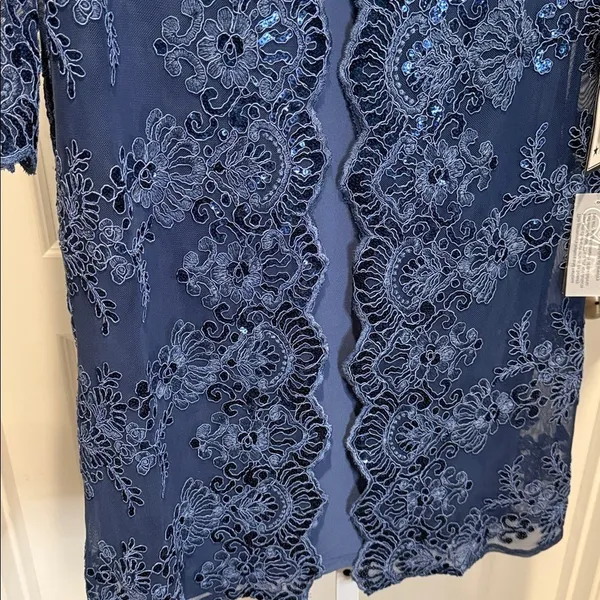 Alex Evenings Navy Sequin Lace‎ Jacket Dress Set 6 NWT Wedding Party Formal - Image 8