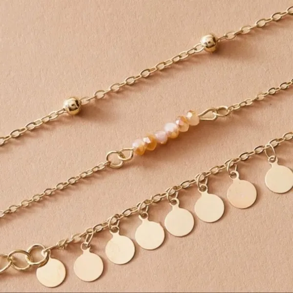 3/$30 💛 3pc Charm Anklet Gold - Image 4