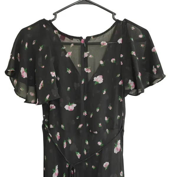 Betsey Johnson‎ Vintage Urban Outfitters Black Rosebud Sheer Floral Maxi Dress - Image 9