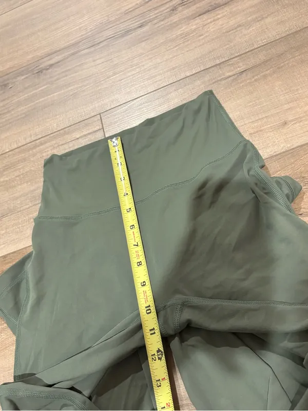 Pink Lily High Waisted Wide Leg Flare Leggings Olive Green medium - Image 5