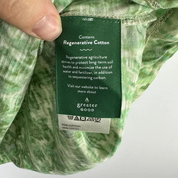 Pilcro T-Shirt Women XS Green Abstract Ikat Regenerative Cotton Short Sleeve Tee - Image 4