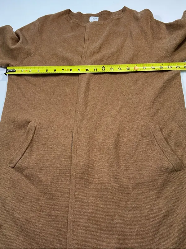 J. Crew 100% Cotton Brown Open-Front Long Cardigan - Image 4