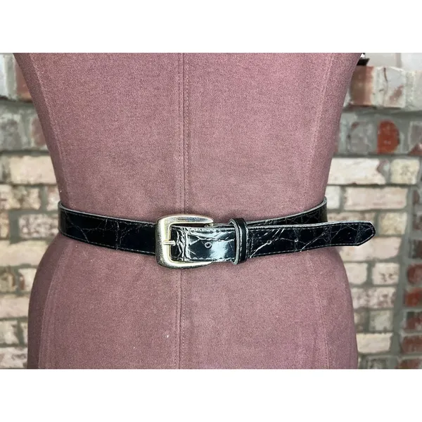 belt vegan leather goldtone buckle 1990s - Image 2