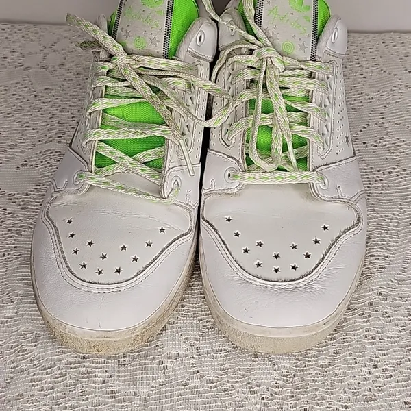 Adidas 80's retro slam court white green stars sneakers shoes sz 9 just dirty - Image 3