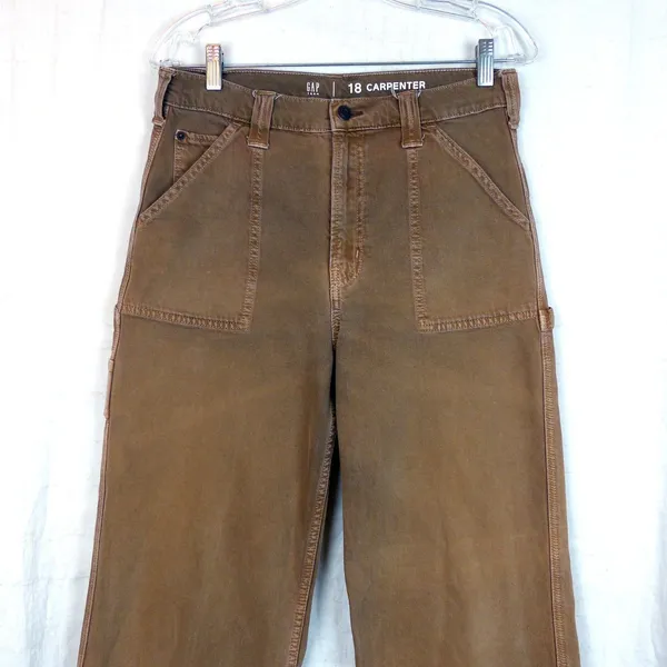 GAP Carpenter Jeans Womens 29x29 Brown High Rise Straight Wide Leg Utility - Image 3