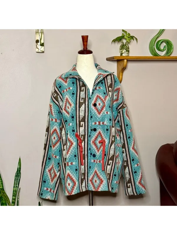 1.4.3. Story by Line Up Turquoise & Red Combo Patterned Optional Cinch S Jacket - Image 2