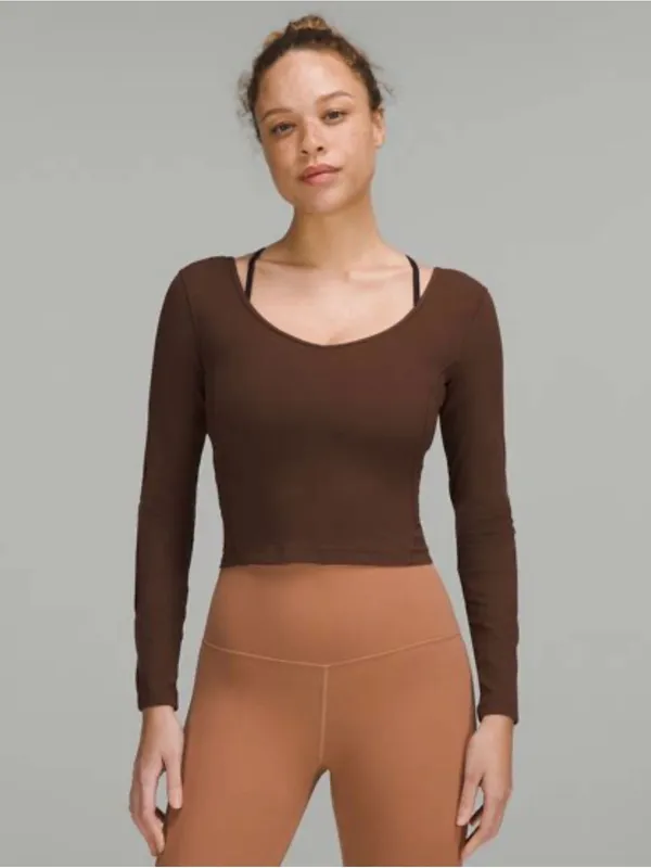 lululemon athletica Long Sleeve V-Neck Top in Dark Brown - Image 3