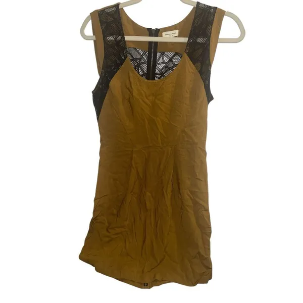 ✨Silence + Noise Womens short sleeve brown/green Sz 4 dress w/ lace✨ - Image 3