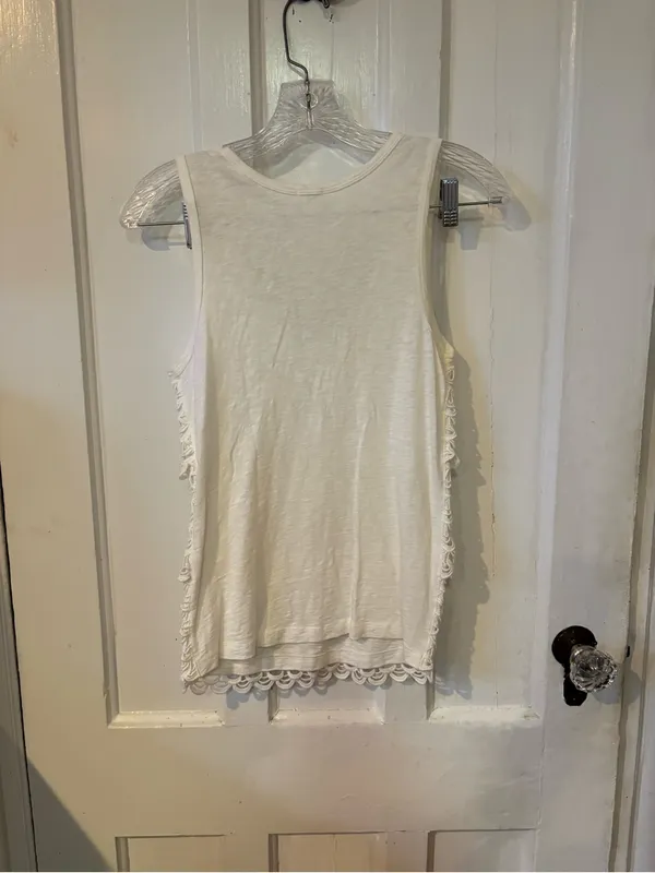 J. Crew White Scallop-Lace Sleeveless Tank - Image 4