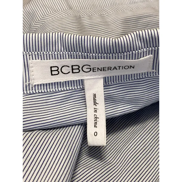 BCBGeneration Blue Striped Long Sleeve Button Up Fit & Flare Mini Dress Size 0 - Image 3