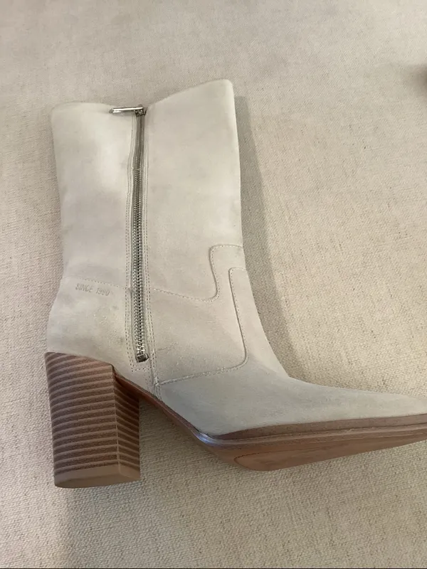 Franco Sarto® Jaxon midcalf Suede boot, White Chalk, Size 7.5, NWOT Display pair - Image 11