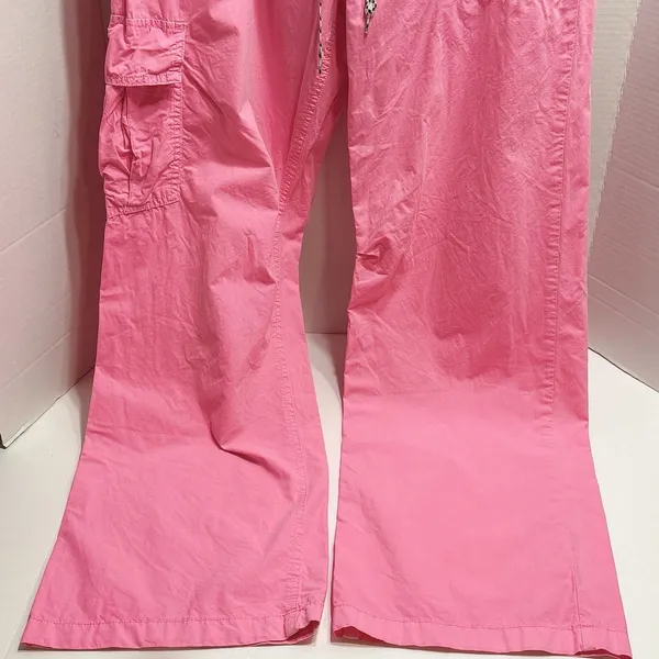 Aerie Baggy Cargo Skater Pants Neon Pink Oversized Wide Leg Medium - Image 3
