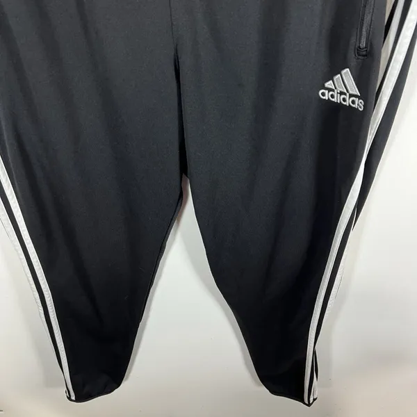 Adidas Climacool‎ Track Pants Womens Sz XL Black 3-Stripe Zip Ankle logo white - Image 4