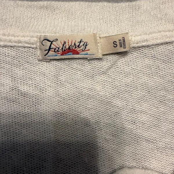 Faherty Hemp Cotton Henley Top Shirt Cream 3/4 Sleeve Women Size S - Image 3