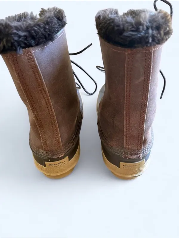 Eddie Bauer Brown Lace-Up Fur Lined Winter Duck Boots Women’s Size 8 - Image 3
